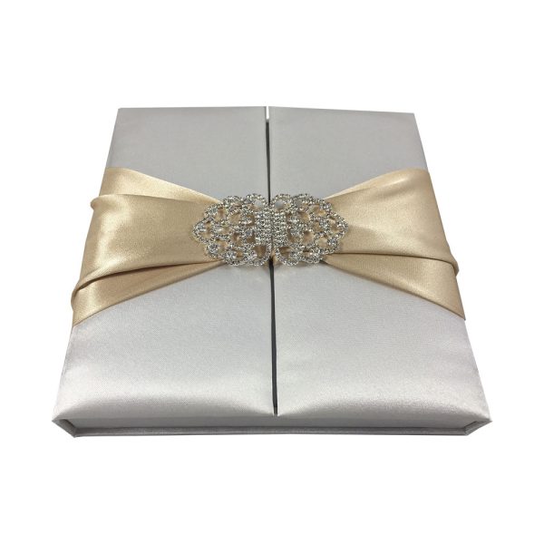 Silk Boxed Wedding Invitation In Off White