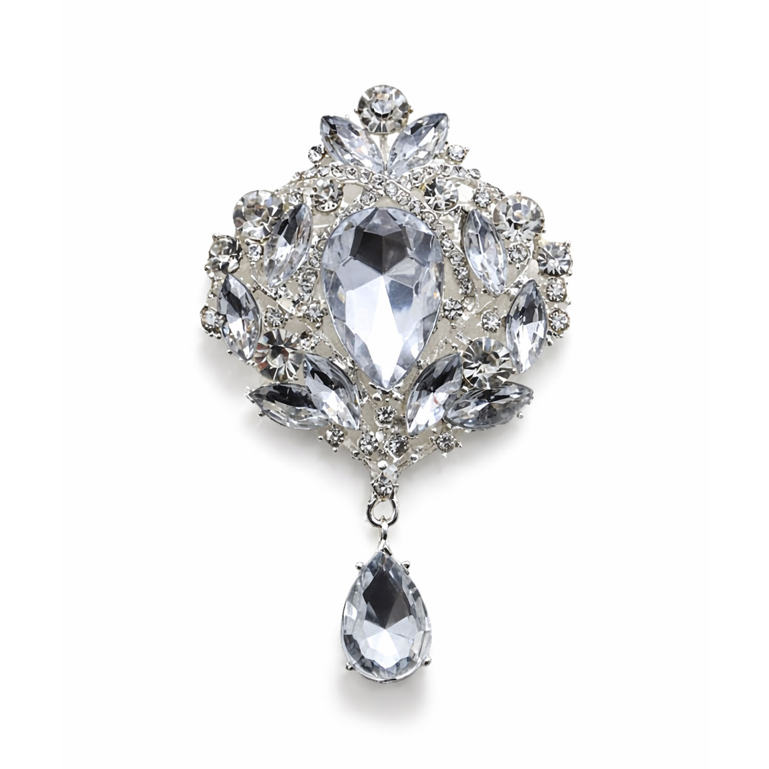 Teardrop pendant wedding brooch