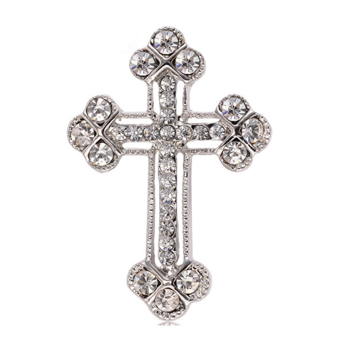 Communion Cross Brooch Embellishment With Rhinestones In Silver ...