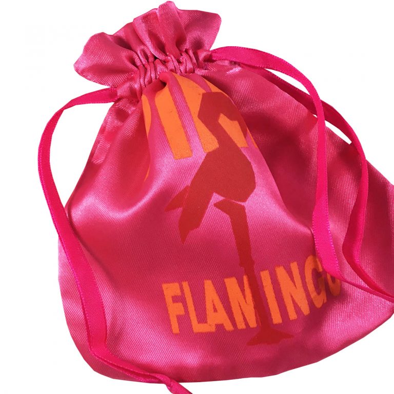Printed Satin Drawstring Bag In Deep Pink Woven Polyester Satin With ...