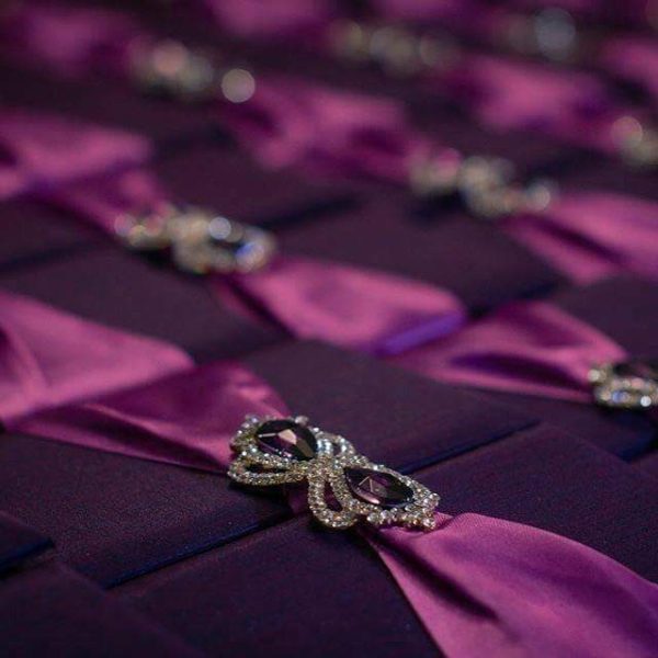 Purple invitation boxes