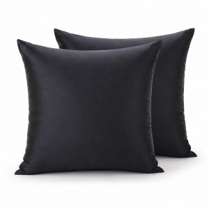 solid black Thai silk cushion