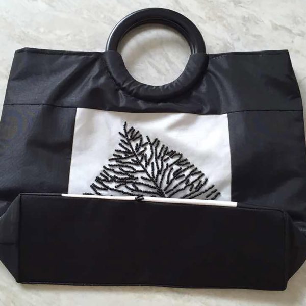 Black and white Vietnam silk handbags