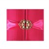 Deep Pink Pocket Folder With Golden Pearl Crown Brooch Embellishment For Quince - Image 3