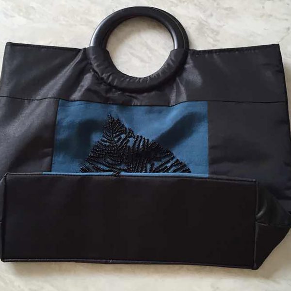 silk ladies bag in black