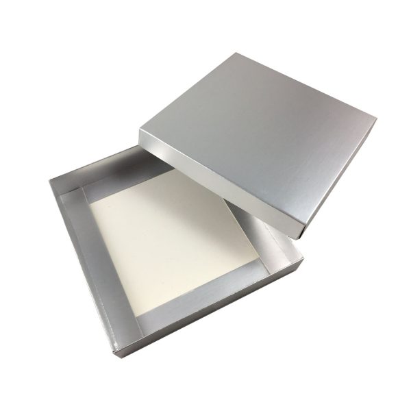 metallic silver mailing box