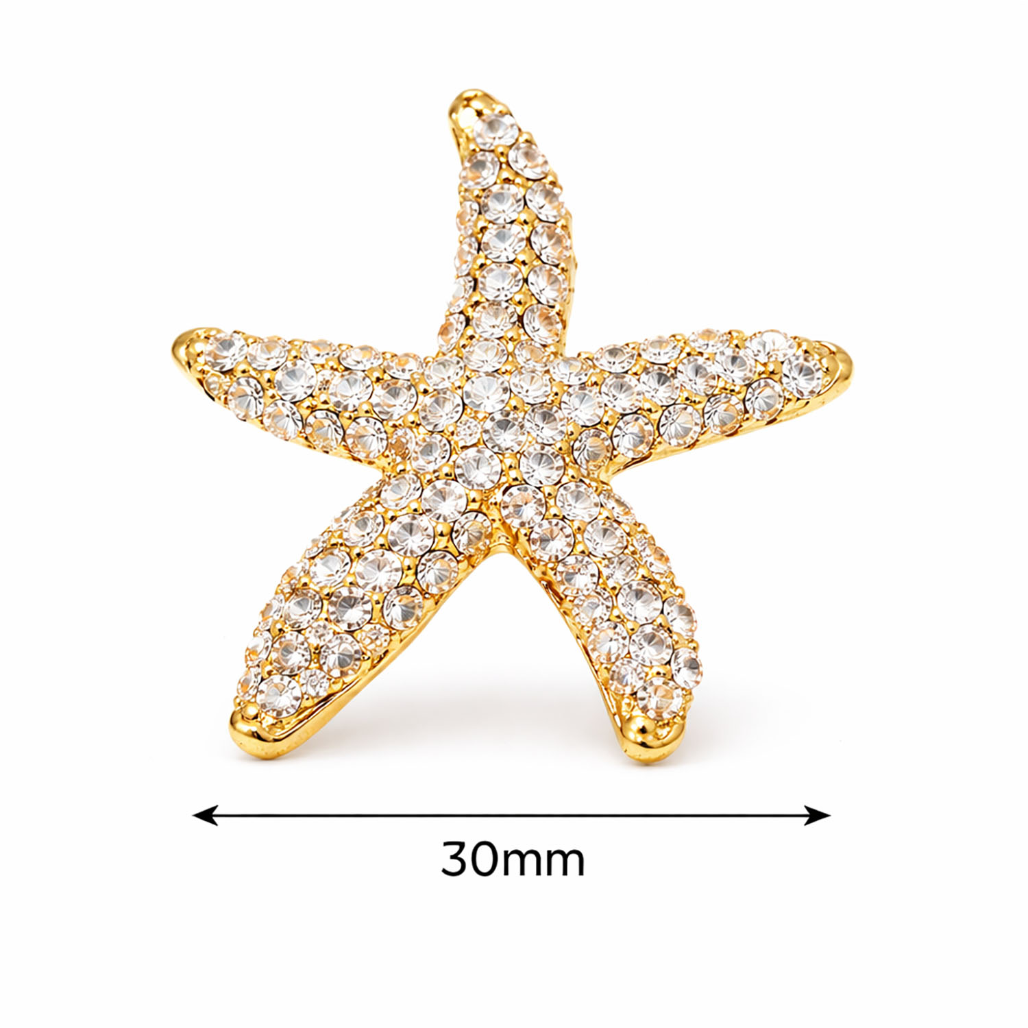 Measurements Gold Crystal Starfish Brooch