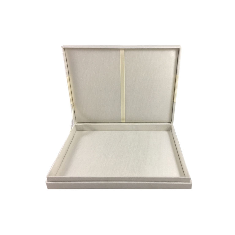 Ivory Boxed Wedding Invitation With Hinged Lid & Ribbon For DIY ...