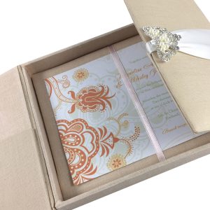 linen couture wedding invitation box