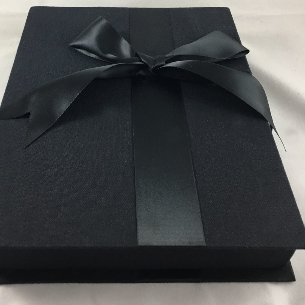 Black Cotton Funeral Box With Hinged Lid & Bow - Luxury Wedding ...