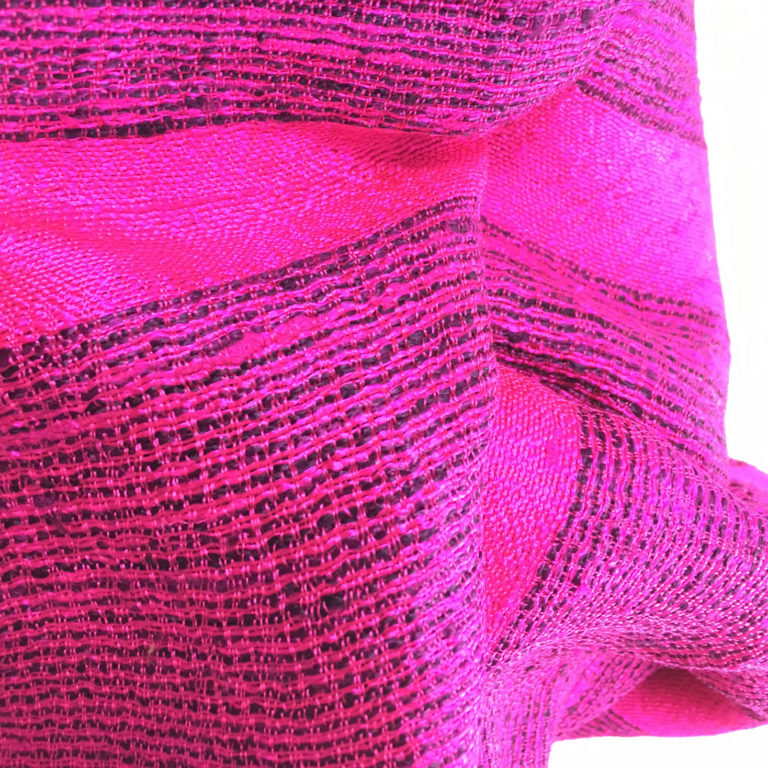 Handwoven Peach-Pink Silk Shawl From Thailand Featuring Stripe Pattern ...