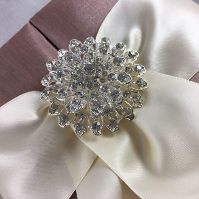 Pale Brown Wedding Box With Big Rhinestone Brooch - Luxury Wedding ...