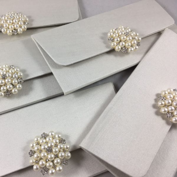 ivory pearl wedding envelope