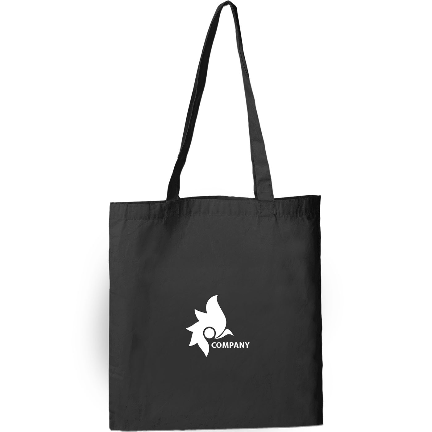 Black Logo Printed Cotton Shopping Bag