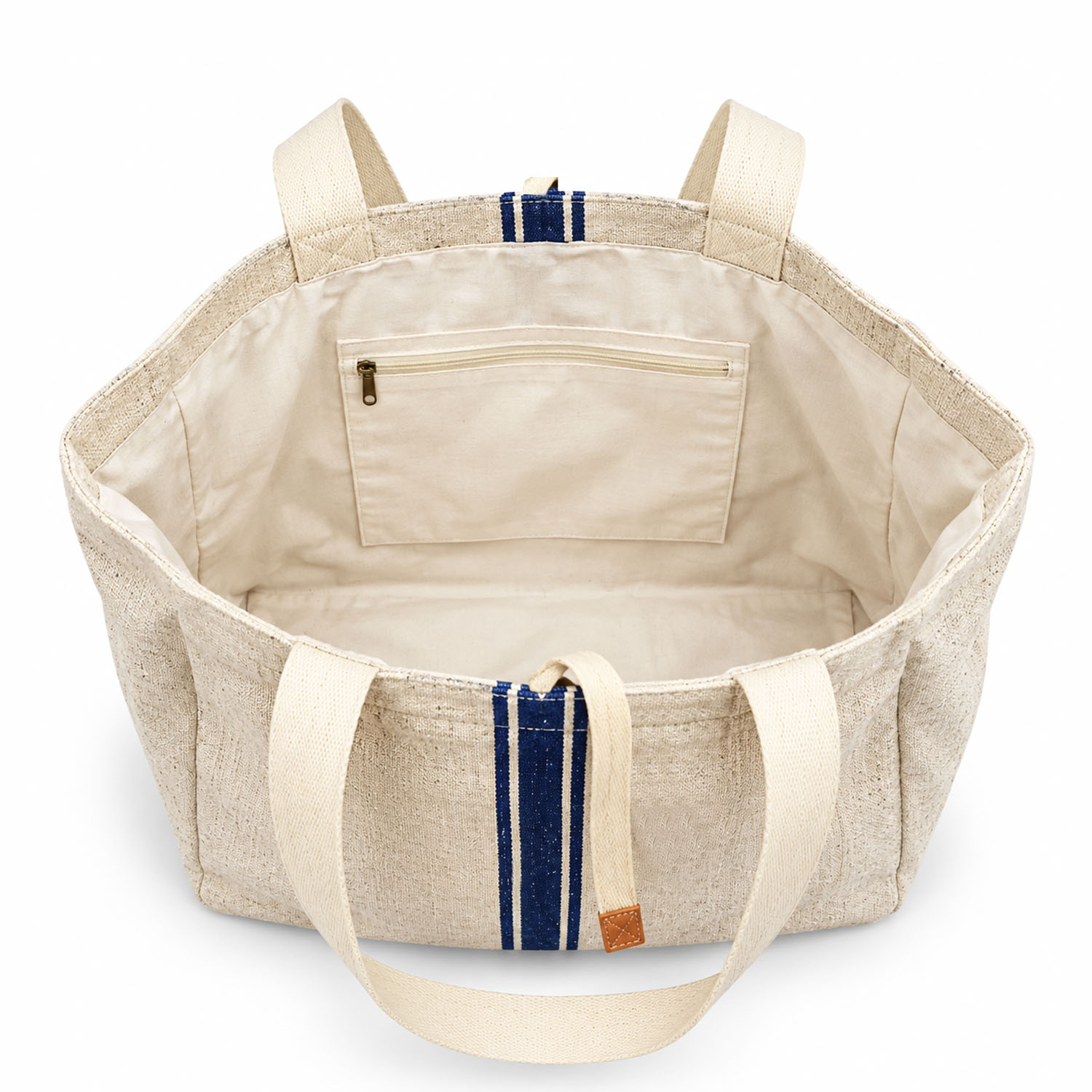 interior look hemp tote bag