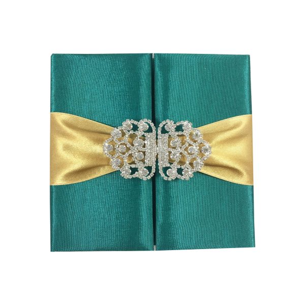 luxury emerald green silk folder for invitation cards