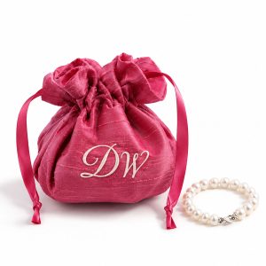 Custom Embroidered Silk Bridesmaid Gift Pouch Thailand