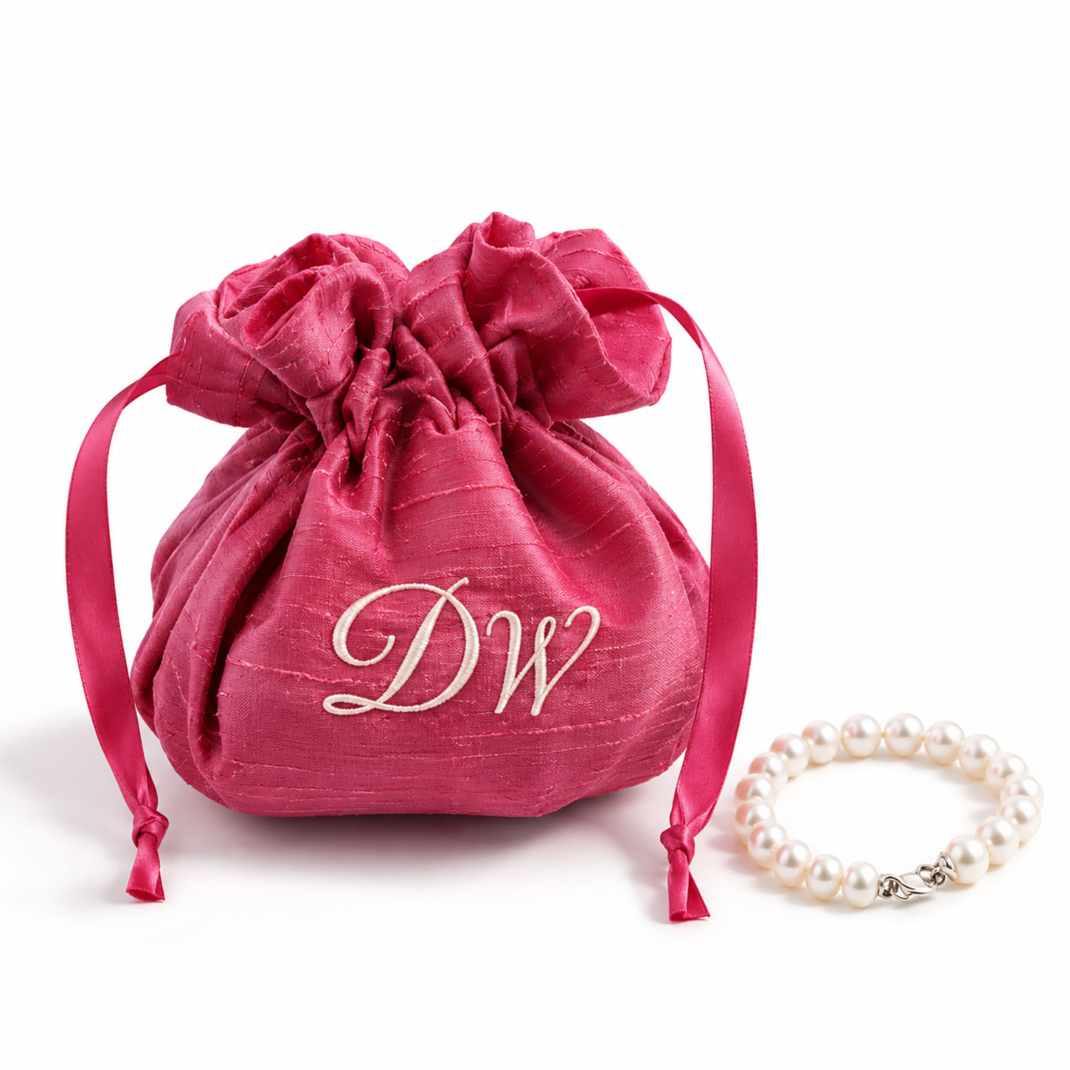 Custom Embroidered Silk Bridesmaid Gift Pouch Thailand