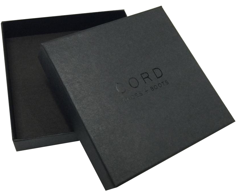 black logo embossed packaging box