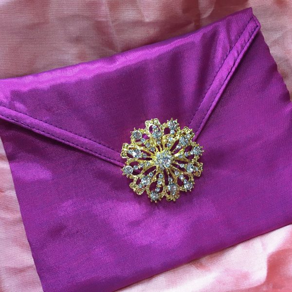 Purple silk envelope for luxury wedding invitation cards