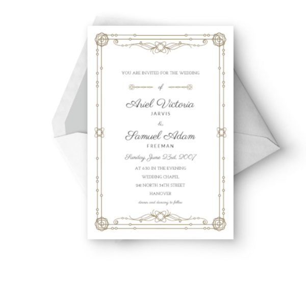 Classic border wedding invitation card