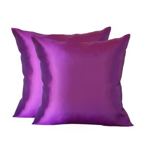 Purple taffeta silk cushion cover