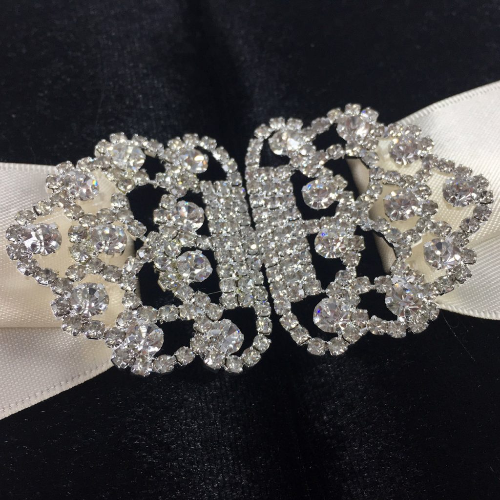 Black Velvet Wedding Box & Rhinestone Clasp Embellishment