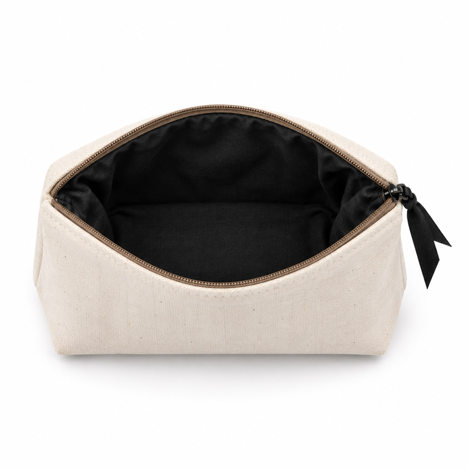 Interior Of Monogram Embroidered Cotton Cosmetic Bag