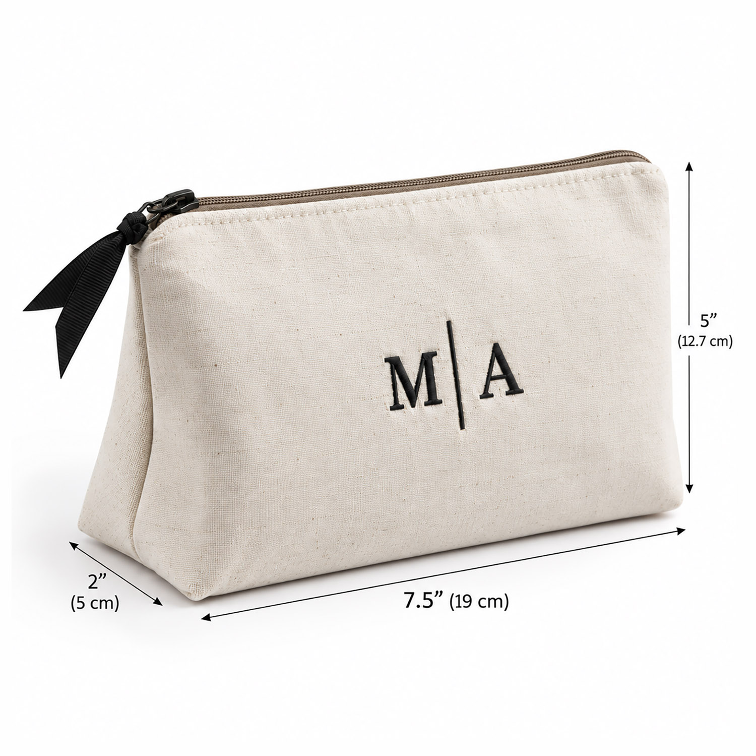 Measurements Of Monogram Embroidered Cotton Cosmetic Bag