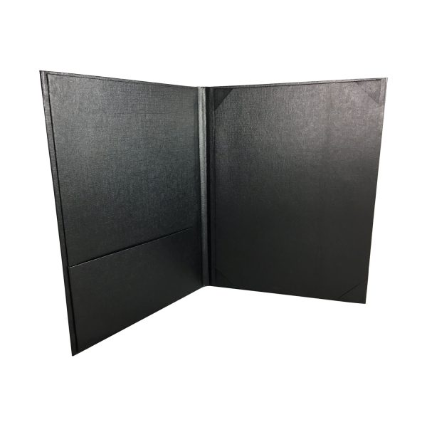 black linen paper invitation folder
