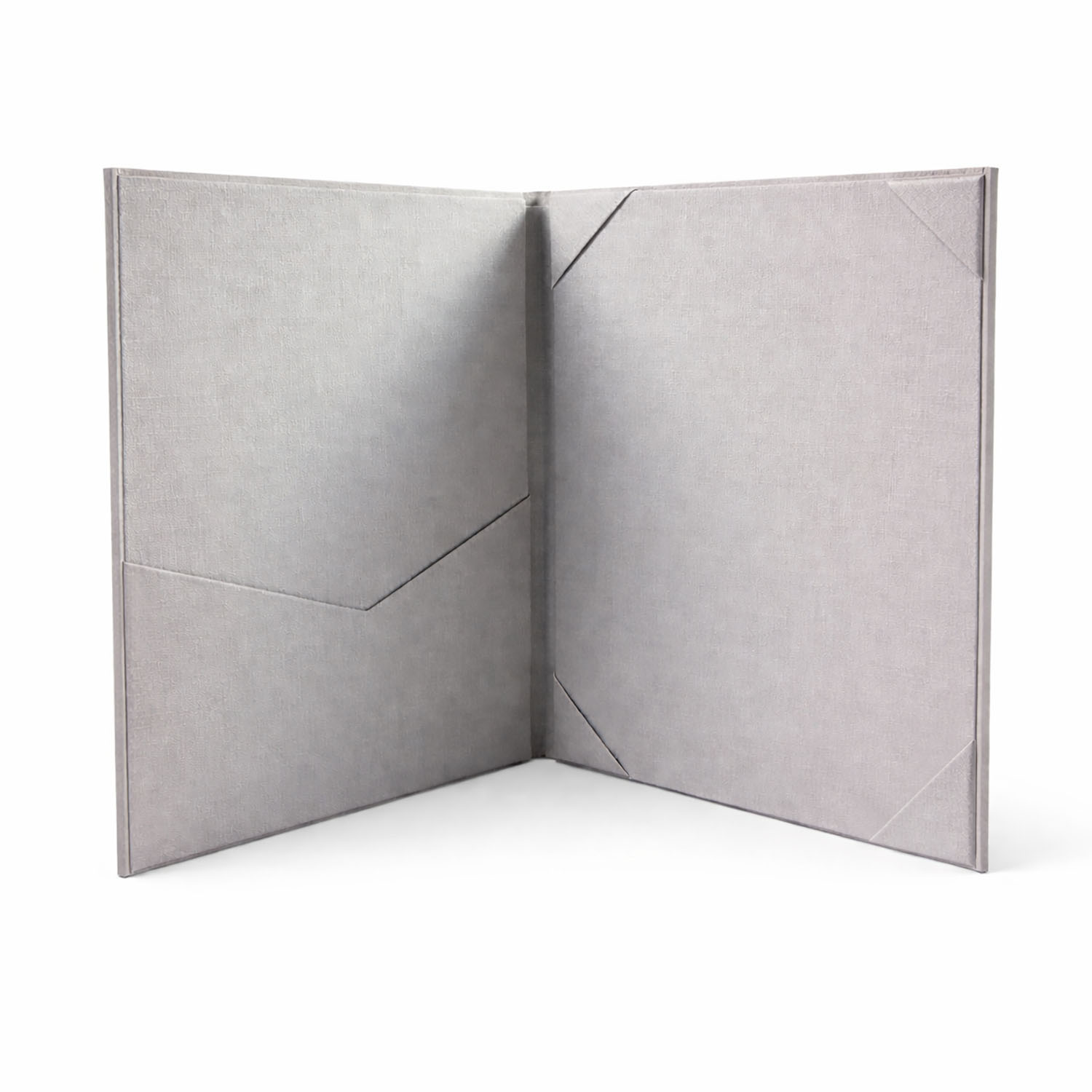 grey linen invitation folder with pocket and card holder