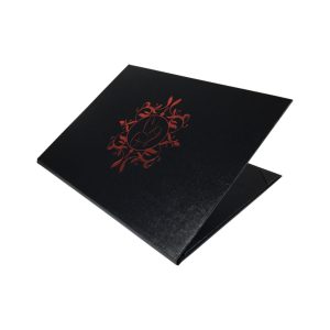 Red monogram foil stamped wedding folder
