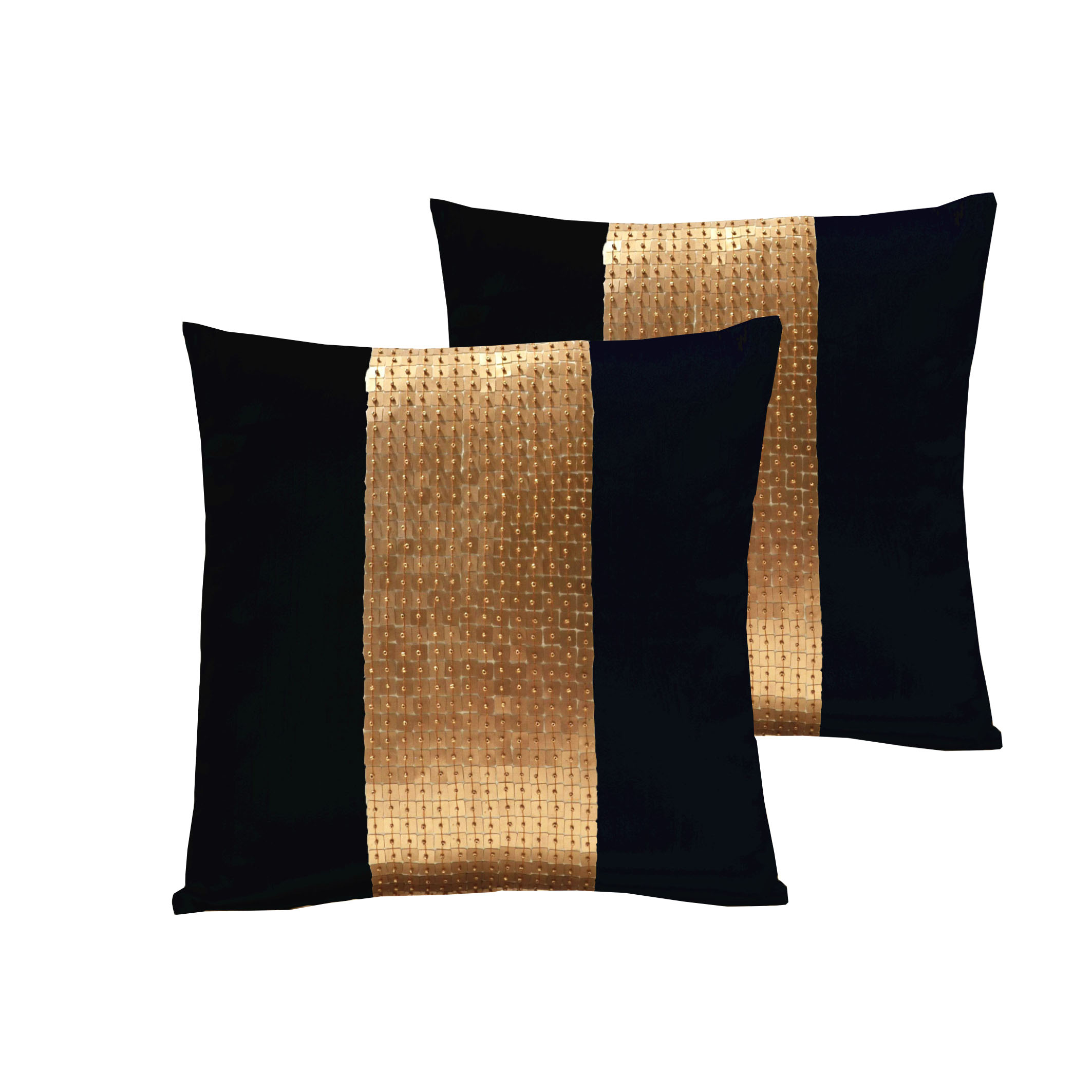 Black Gold Sequences Decorated Square Shaped Silk Cushion Luxury Wedding Invitations Handmade Invitations Wedding Favors