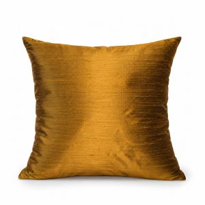 Handmade brown Thai Dupioni silk cushion cover, 16 × 16 inches, featuring natural silk texture and elegant Asian home decor style.