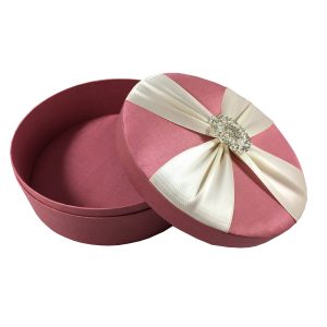 round rhinestone brooch silk cake box