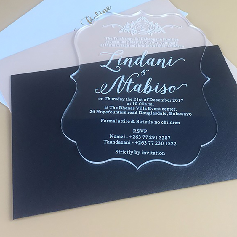  Bl4ckPrint Invitation Cards Acrylic Glass for Wedding