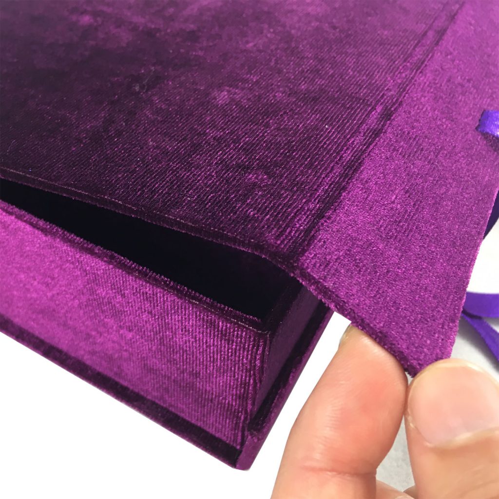 Purple Hinged Lid Velvet Box For Invitation Cards And Packaging Of Luxury Items 6496