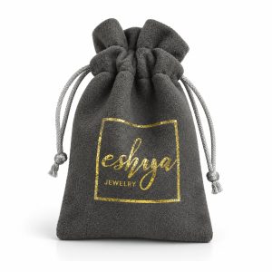 custom gold foil logo micro suede drawstring jewelry bag