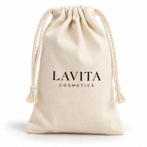 Logo Printed Drawstring Bag With 100% Cotton Fabric