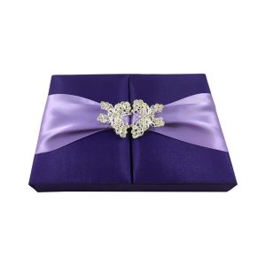 Purple butterfly brooch invitation box for wedding cards