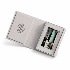 Grey linen photo presentation box from Thailand