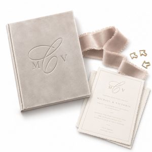 ROYAL STYLE velvet folio wedding invitation with custom monogram