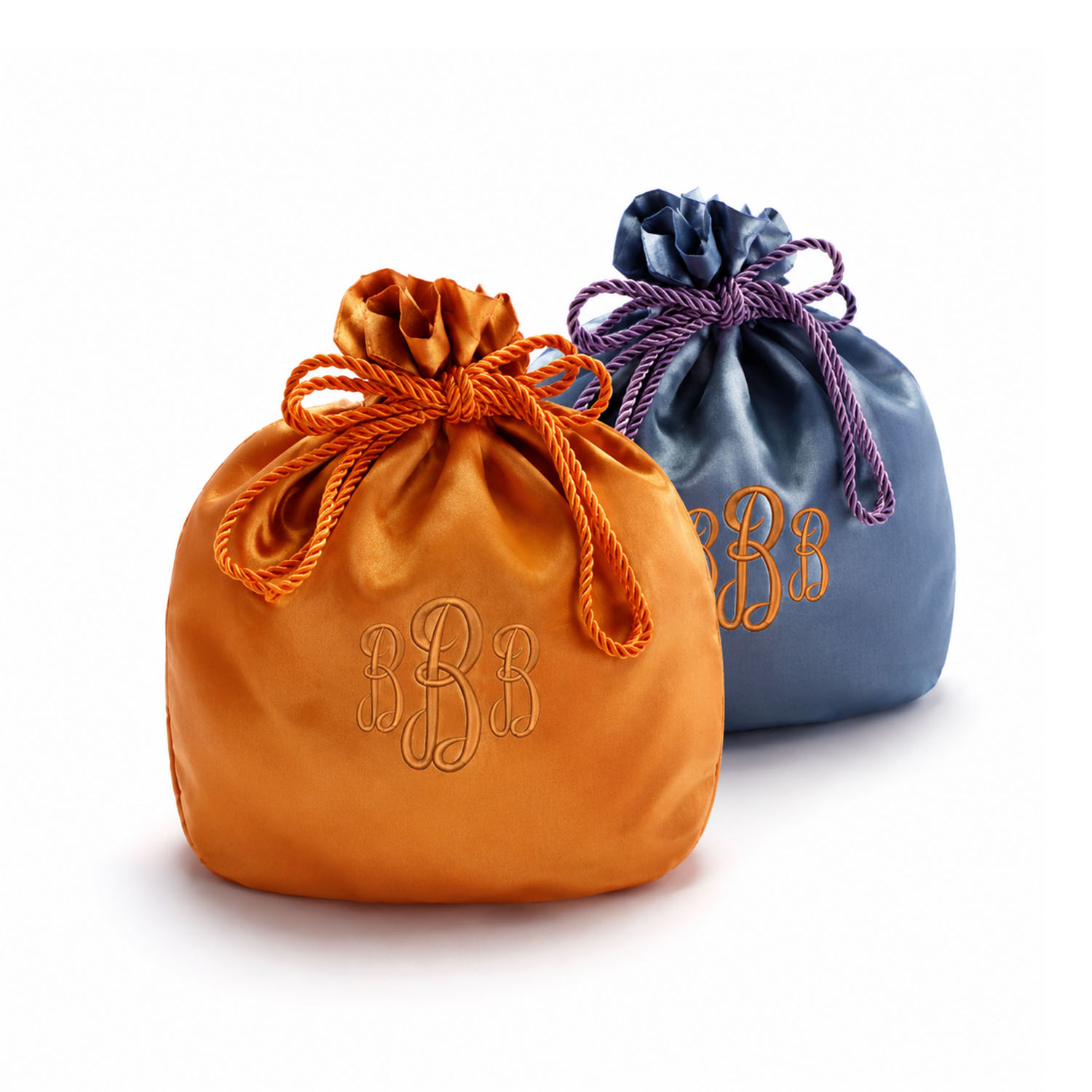 Personalized Monogram Silk Drawstring Bag