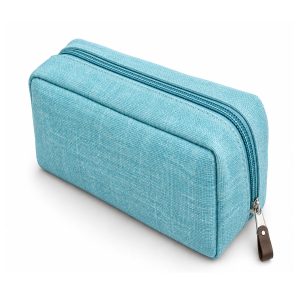 Zippered Sky Blue Hemp Cosmetic Bag