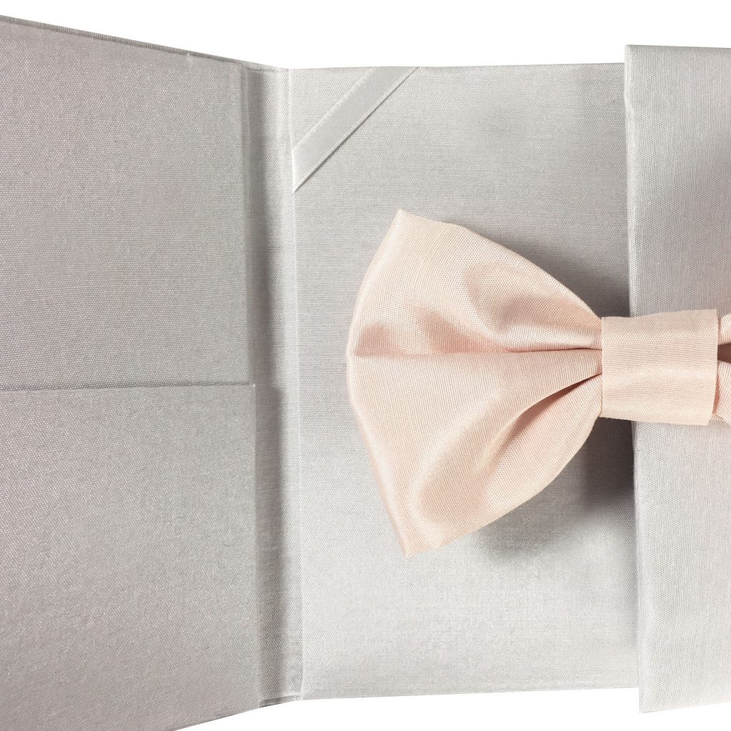 White & Blush Bow Wedding Invitation Pocket Folder - Luxury Wedding ...