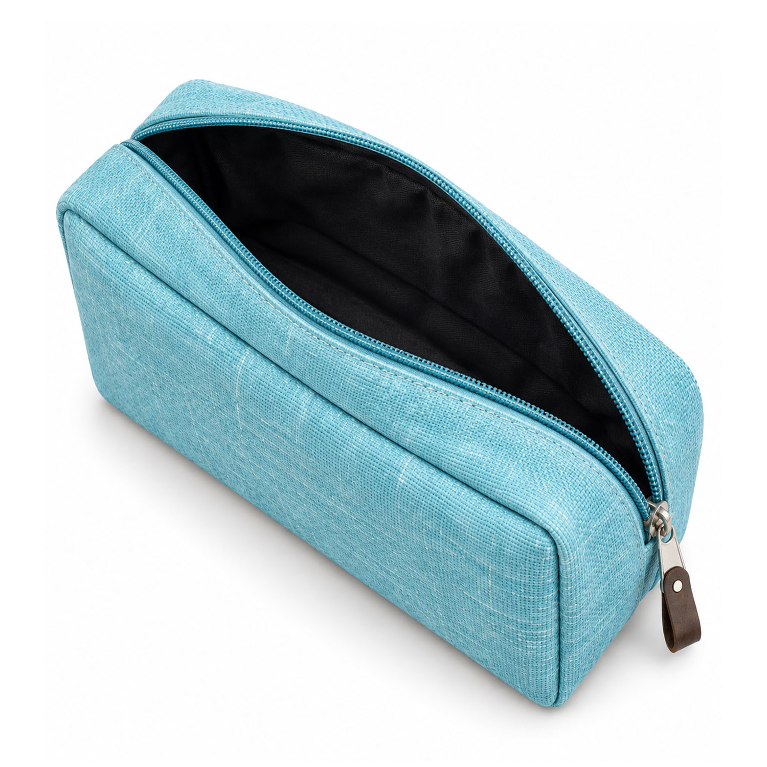 top view opened hemp cosmetic pouch