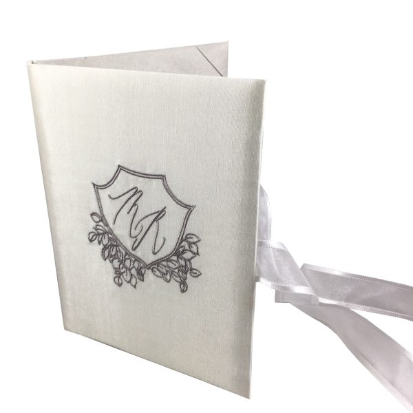monogram silk invitation design for luxury wedding invitations
