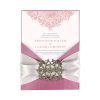 crystal brooch silk invitation card holder