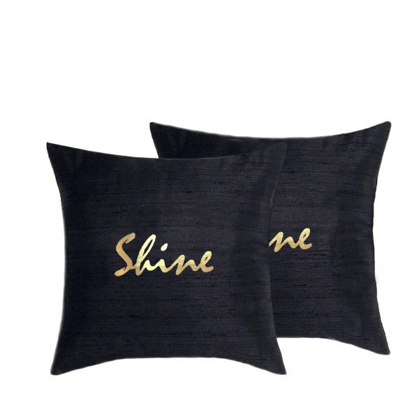 Gold foil printed silk cushion