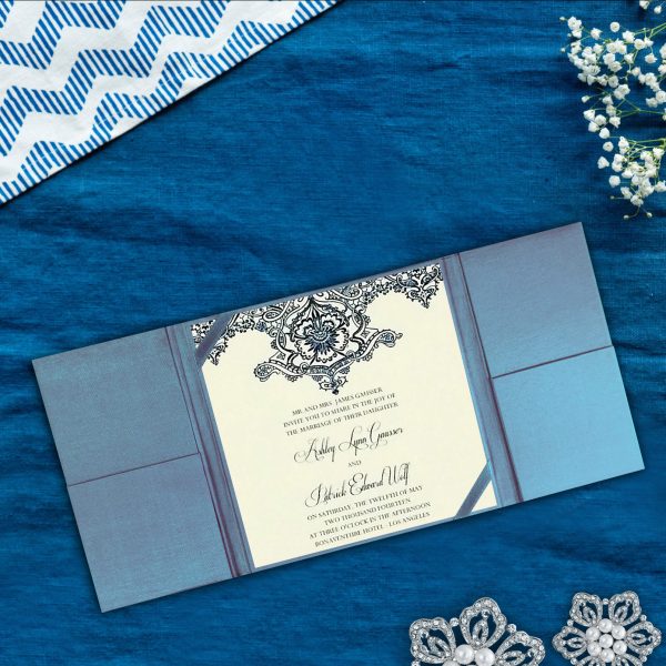 gatefold silk wedding invitation